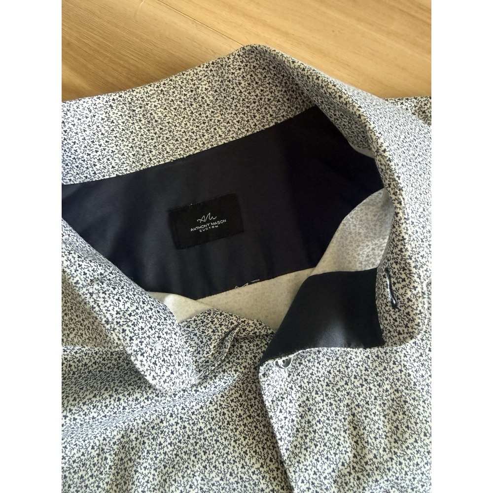 Men's Long Sleeve Shirt L‎ Bespoke Quality Custom Made Anthony Mason Navy Blue